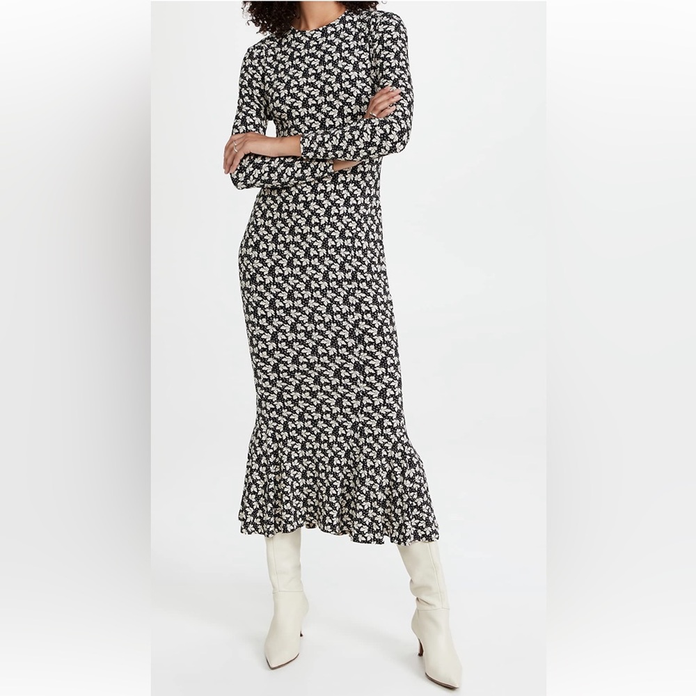 Norma Kamali Long Sleeve Crew Fishtail Dress